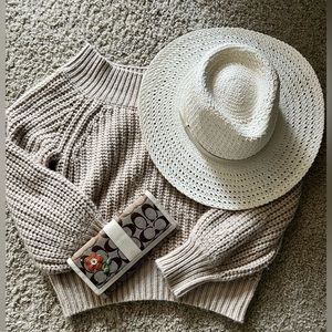 Rare COACH monogram white long wallet w/ Orange embroidered flower & stones EUC